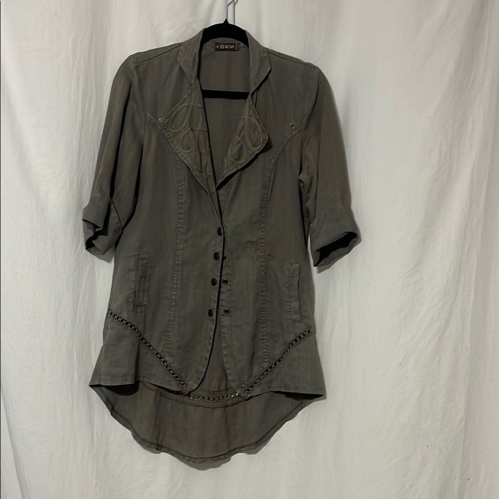 XCVI Gray Button-Up Jacket